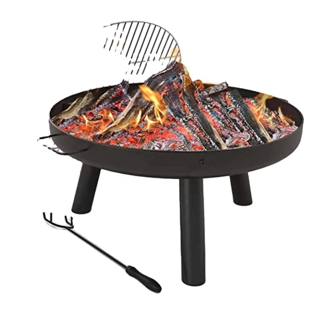 Outdoor Camping Fire Pit Garden Fire Bowl with Cooking Grid BBQ Gill for Camping Garden Outdoor