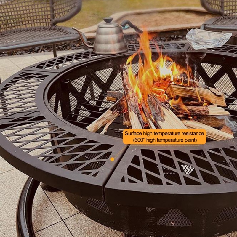 Wood Burning Fire Pit Steel Round Fire Pit for Wood Burning Patio Swimming Pool Beach Bonfire Pit outdoor fire chimney