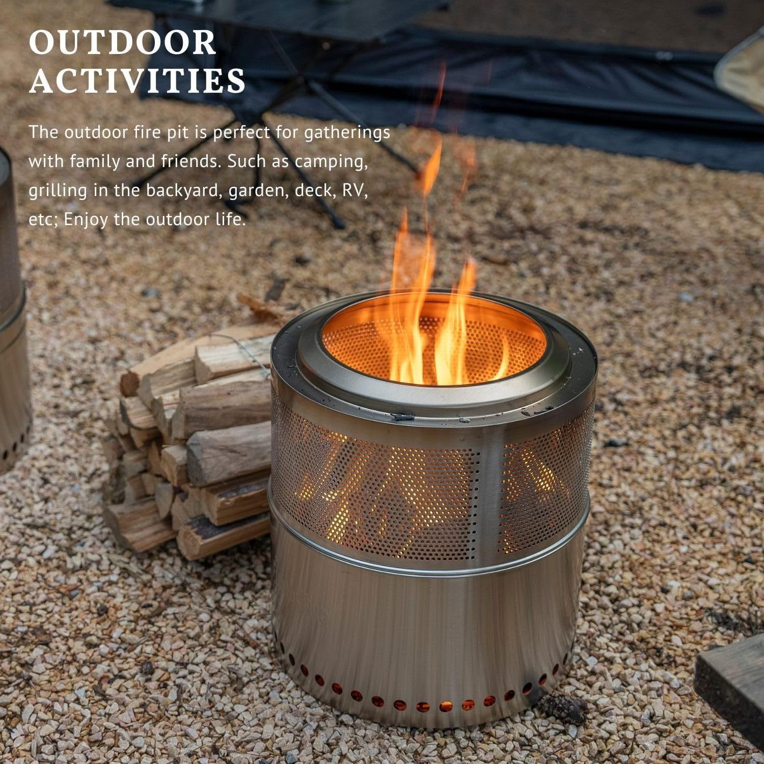 2024 New Design Smokeless Charcoal Wood Fire Pit Barbecue Wood Burning Camping Stove Portable Outdoor Wood Fire pit