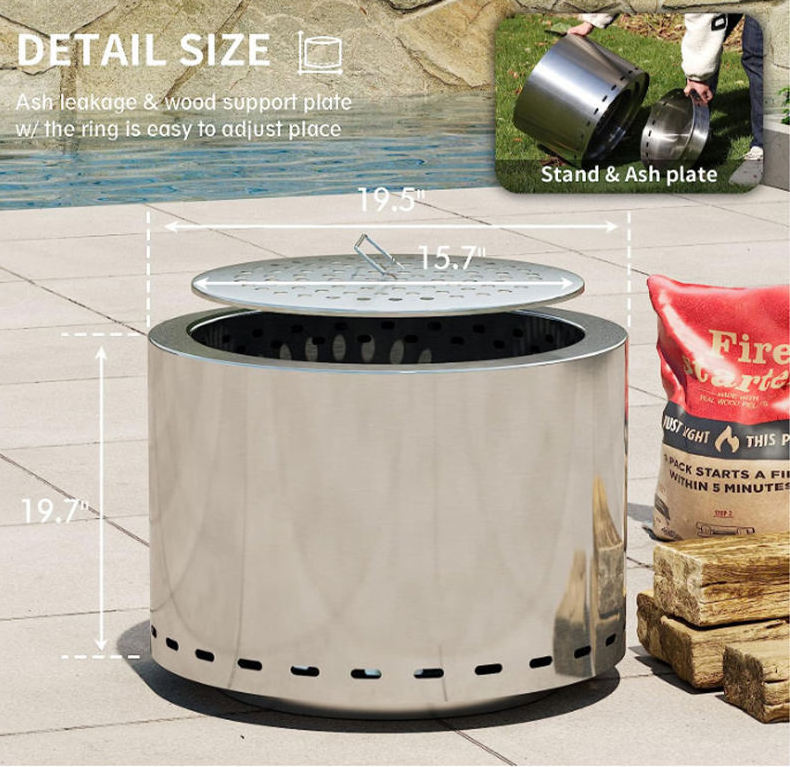 Outdoor Portable Smokeless Fire Pit Wood Burning Stainless Steel Bonfire Camping Stove fire pits outdoor