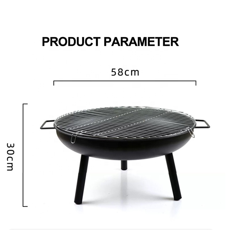 Outdoor Camping Fire Pit Garden Fire Bowl with Cooking Grid BBQ Gill for Camping Garden Outdoor