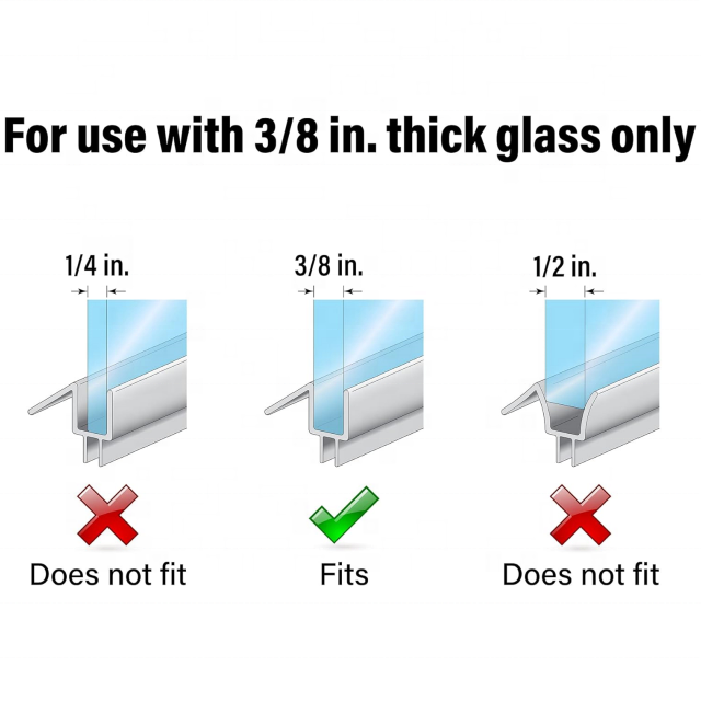 Frameless Shower Door Bottom Seal for 3/8 In. Thick Glass Doors  Stop Shower Leaks and Create a Water Barrier