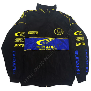 Custom Full Embroidery Waterproof Windbreaker Quilted Cotton Bomber Jacket Street Style Fasion Retro f1 Racing Jacket