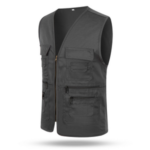 Men's cotton workwear Vest Outdoor Travel Sports Multi-Pockets  Work Fishing Photographer Vest