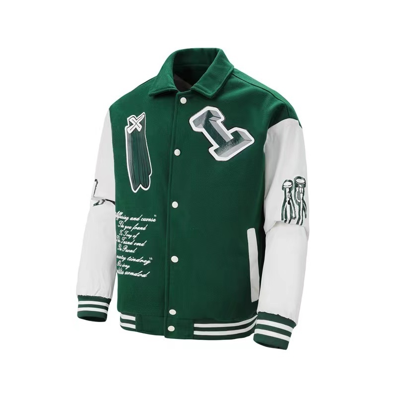 Plus size men's college jackets wholesale blank varsity jackets custom logo plain letterman varsity jacket