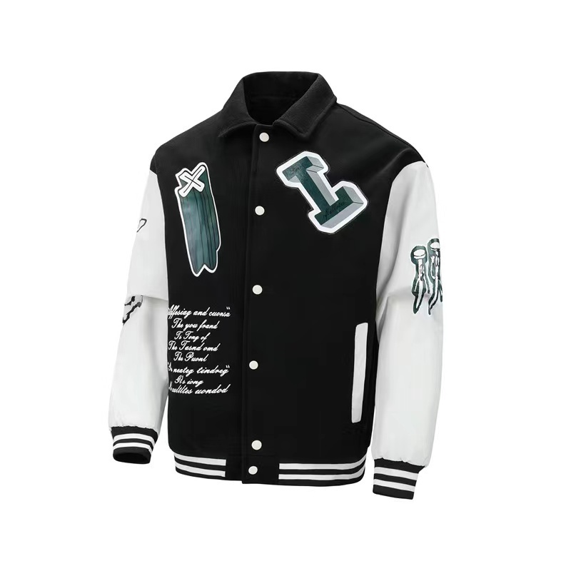 Plus size men's college jackets wholesale blank varsity jackets custom logo plain letterman varsity jacket