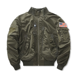 Bomber jacket Men Plus size Flight Pilot Style OEM Jackets Coat Street wear vest Wholesale Satin Stretch High Quality