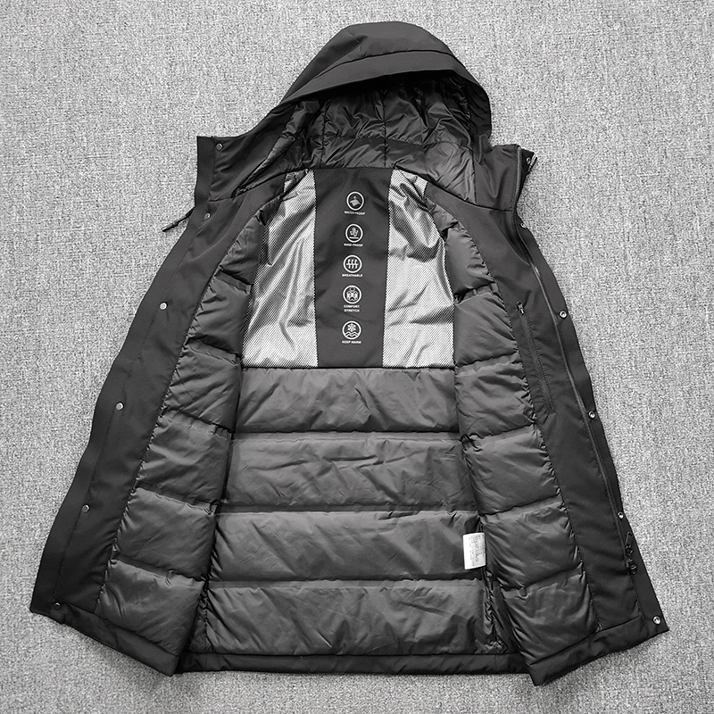 Custom Luxury Winter Breathable Waterproof Men seam sealed Outdoor Heavy Goose Duck Down Puffer Long Parka Coat Jacket