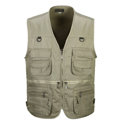 Custom designs newest hot sales outdoor men's multi pocket cotton fishing photography jacket vest