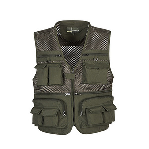 Outdoor Fishing Vests Quick Dry Breathable Multi Pocket Mesh Jackets Photography Hiking Vest Army Green Fishing Vest