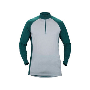 Custom high quality Men's merino wool heated thermal half zip underwear sets long sleeve base layer sportswear