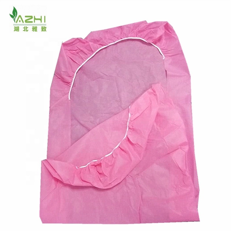 non medical spa bed covers disposable pink bedding sheet with elastic ends for massage bed