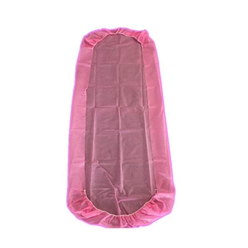 non medical spa bed covers disposable pink bedding sheet with elastic ends for massage bed