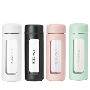 Free Borosilicate Portable Travel Tumbler Leakproof Water Glass Bottle Gift With Protective Silicon Sleeve