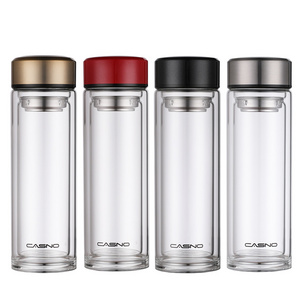 Custom glass tea infuser double walled vacuum water bottle thermos Vacuum flask insulated bubble tea hot water bottle