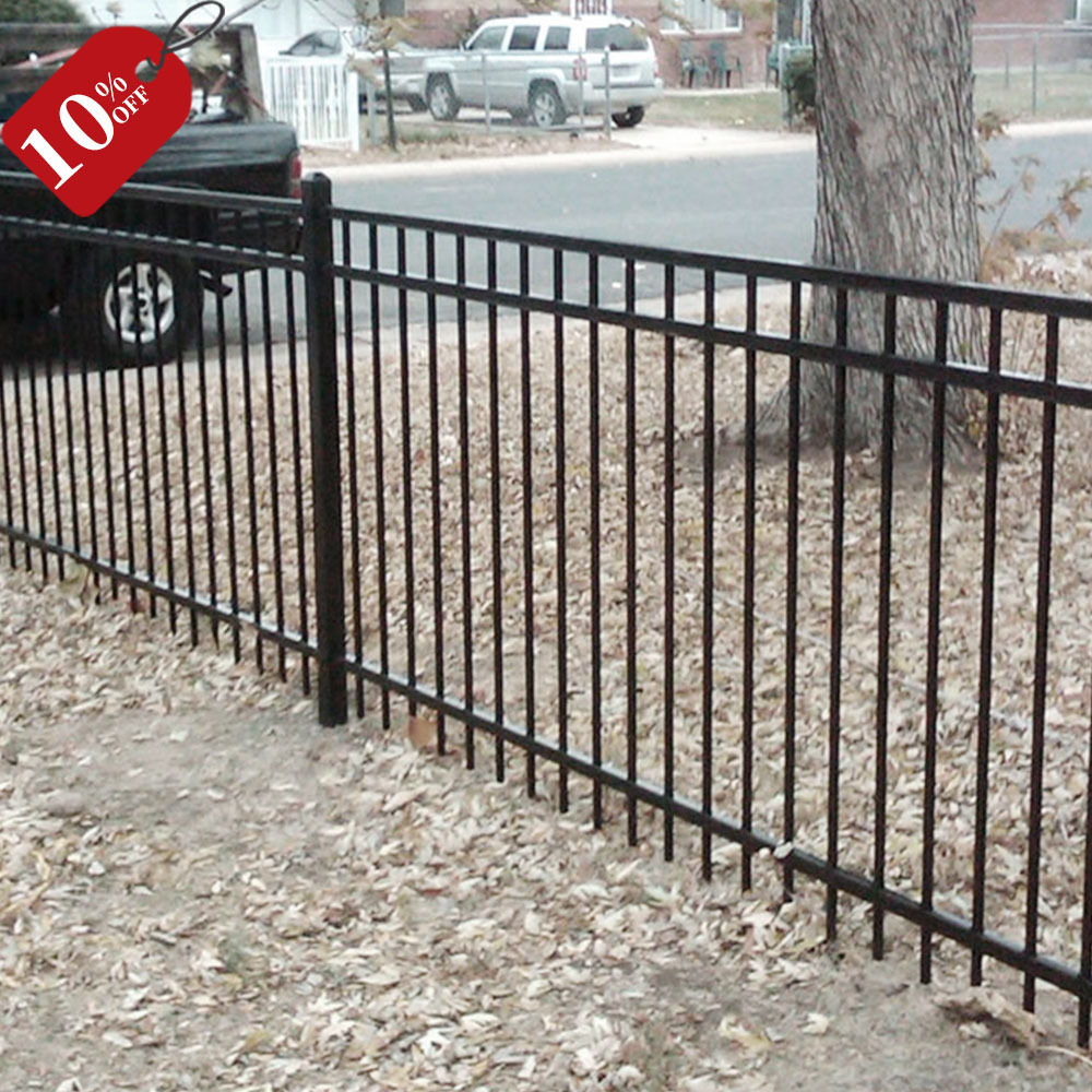 villa exterior removable Decorative Black pickets  Fence gate Metal Steel powder coated  6ft galvanize  wrought panels