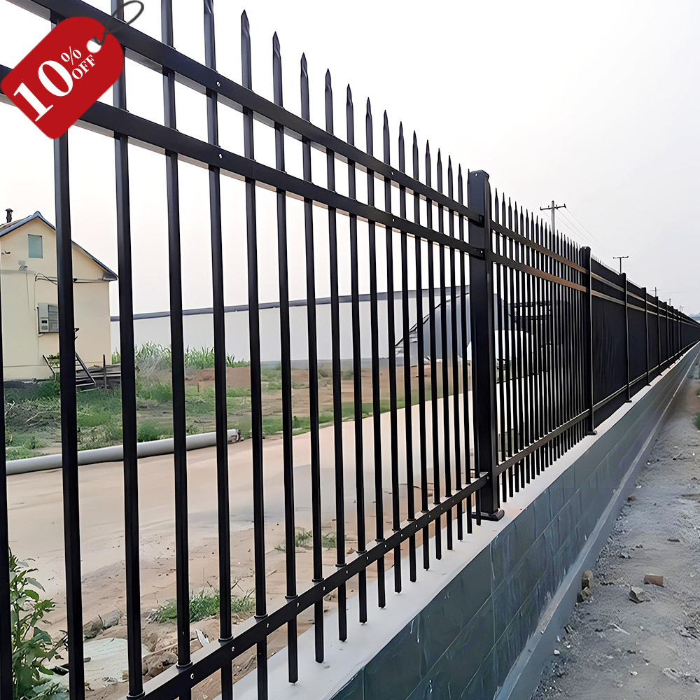 villa exterior removable Decorative Black pickets  Fence gate Metal Steel powder coated  6ft galvanize  wrought panels