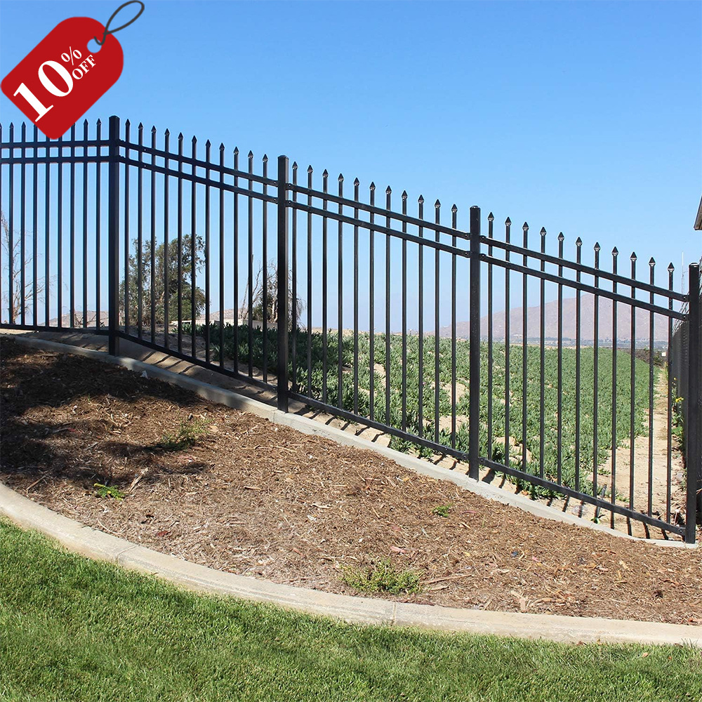 Black Decorative Coated 6 foot portableexterior  Garden  galvanize Steel Pale Pickets Fence pickets