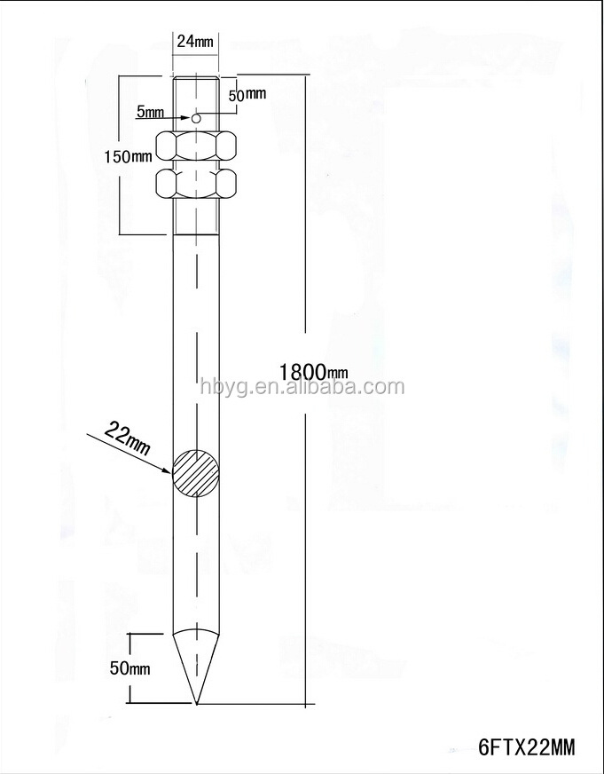 Galvanized ground rod earth rods with clamp for overhead pole line hardware 11kv/33kv stay rod