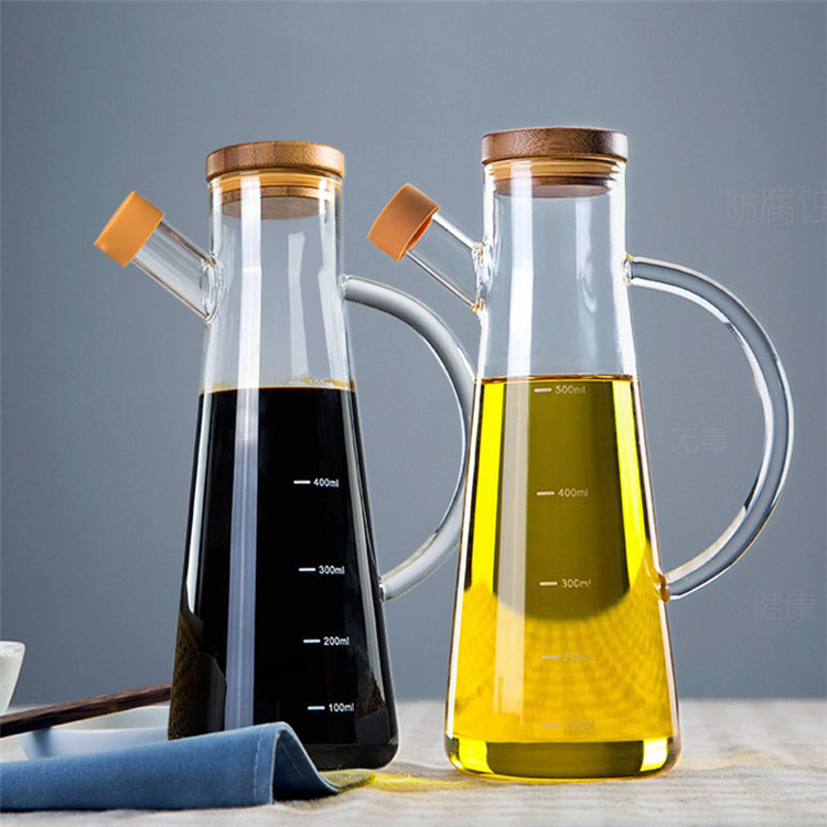 High Quality Transparent Borosilicate Kitchenware Glass Jar Cooking Oil Pot/Bottle With Bamboo Lid