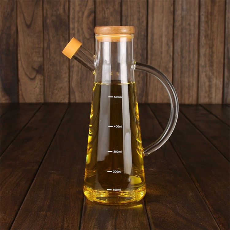 High Quality Transparent Borosilicate Kitchenware Glass Jar Cooking Oil Pot/Bottle With Bamboo Lid