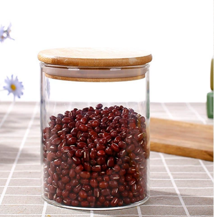 680ML Glass Storage Jars High Borosilicate Glass Custom Simple Style Food Spice Container Tank with Lid