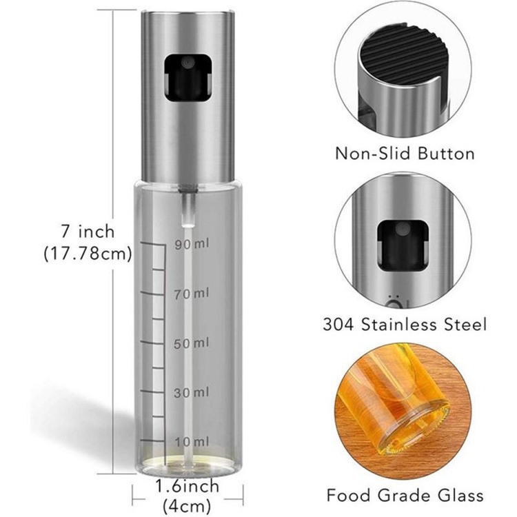 Stainless Steel 100ml Kitchen Olive Oil Bottle Spray Oil Dispenser Barbecue Powder For Cooking