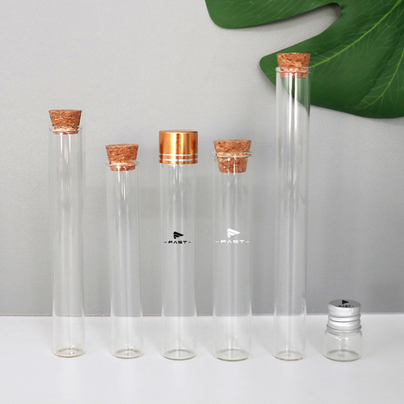 Wholesale 30ml 50ml 70ml Vial Glass Bottle Clear Test Glass Tube  with Cork