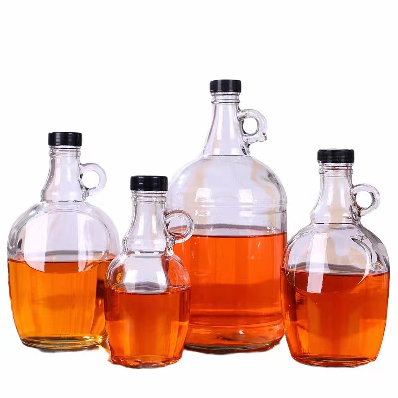 Half Gallon / 1 Gallon Clear Glass Wine Bottles California Fermenting Jug Glass Bottles for Beer Growler Soda with Black Lid