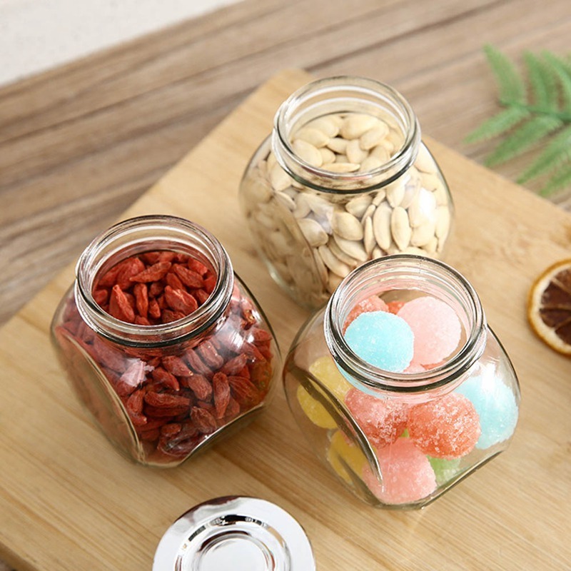 wholesale nuts food candy manson glass storage jar with stainless steel lid