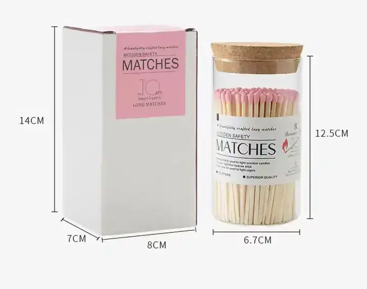 Custom Safety Matchsticks Match Long Matches Wood Stick For Clear Glass Storage Jar With Cork In Decorative Container