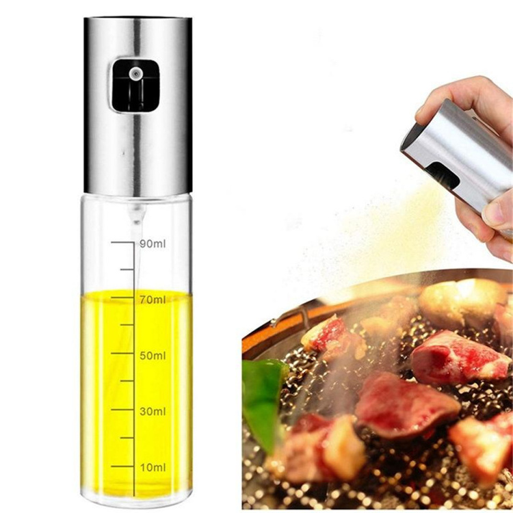 Stainless Steel 100ml Kitchen Olive Oil Bottle Spray Oil Dispenser Barbecue Powder For Cooking