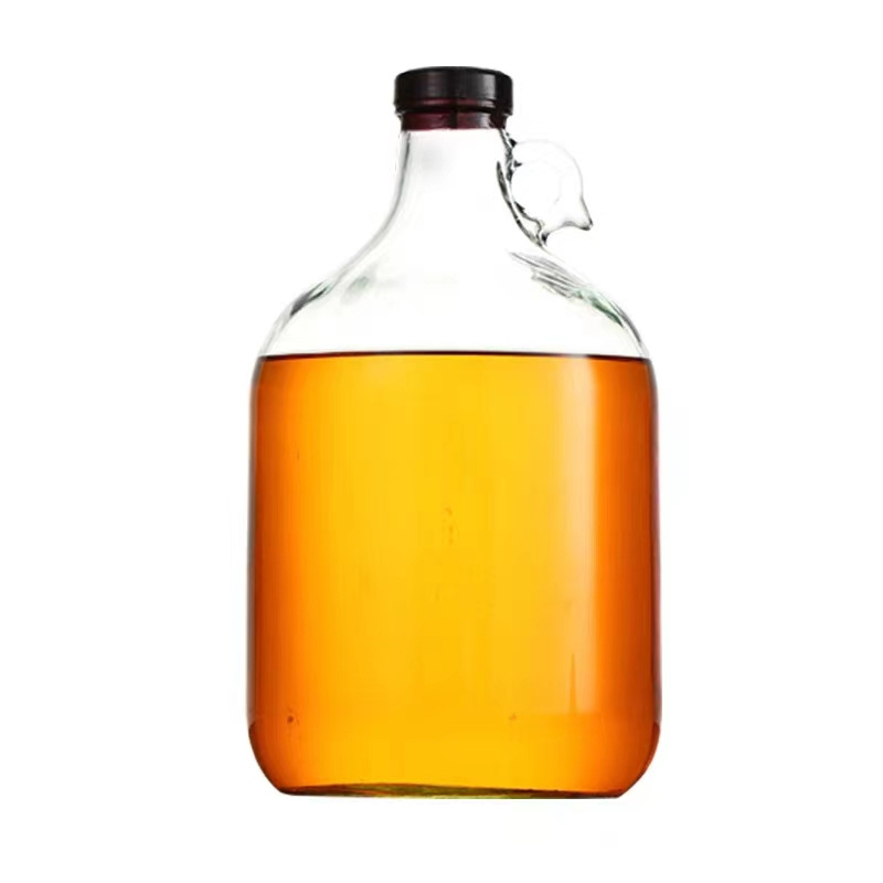 Half Gallon / 1 Gallon Clear Glass Wine Bottles California Fermenting Jug Glass Bottles for Beer Growler Soda with Black Lid