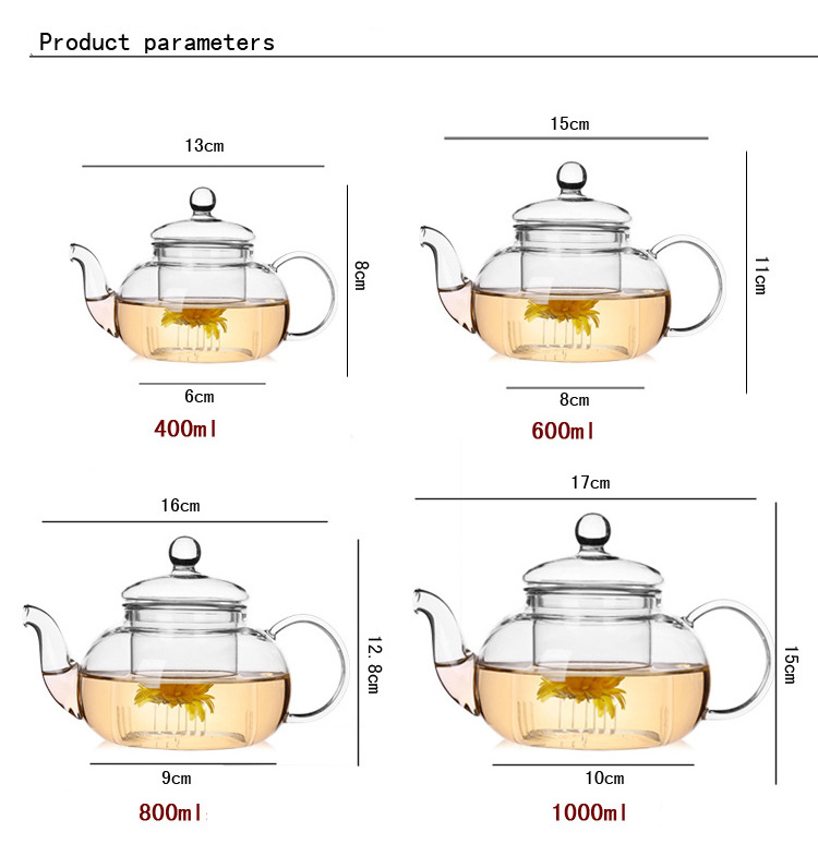 mini unbreakable borosilicate heated  glass teapot