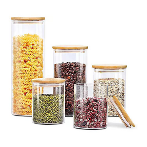 Wholesale Airtight Coffee Tea Spice Glass Jar Kitchen Organizer Storage Bottles Sealed Glass Food Storage Jars with Bamboo Lid