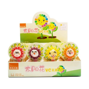 3D Pectin Candy Easter Sunflower-shaped lollipop mixed with fruit-flavored sweet mouth Halal gummy lollipop candy