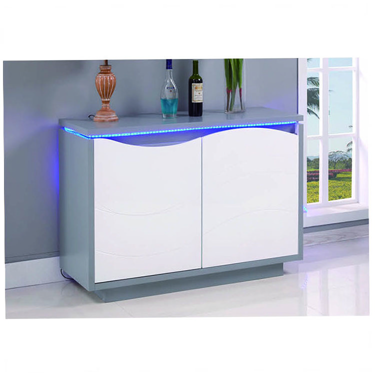 3Door Sideboard Contemporary Dining Room Sideboards Credenza Drawer Italian Gray Green High Gloss Led Light Long Wood