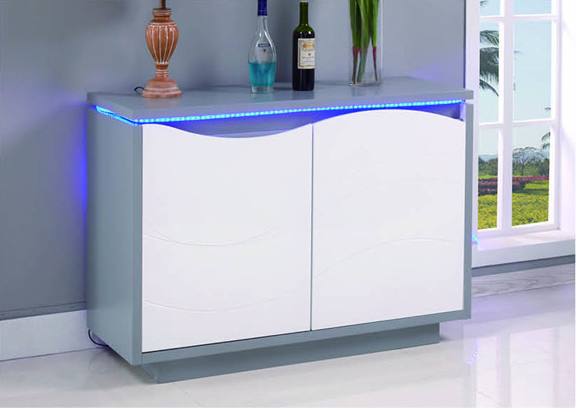 3Door Sideboard Contemporary Dining Room Sideboards Credenza Drawer Italian Gray Green High Gloss Led Light Long Wood