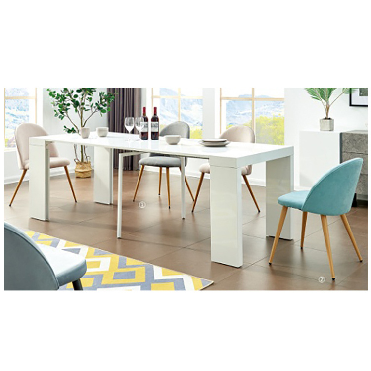 luxury modern dining room furniture  epoxy wood wooden extendable dining table chair restaurant table 8 seater folding