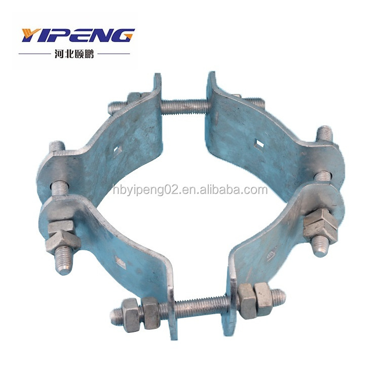 Factory Price Hot Dip Galvanized DEG Pole Clamp 4 Way Pole Band Pole Clamp