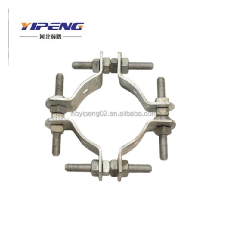 Factory Price Hot Dip Galvanized DEG Pole Clamp 4 Way Pole Band Pole Clamp