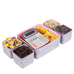 Double color felt storage box office felt drawer organizers deep storage bins