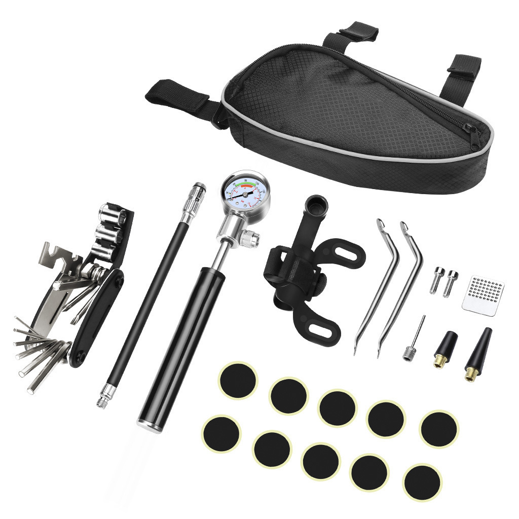 Free Sample Bike Repair Kit 120 PSI Mini Pump,Bicycle Multi Tool with Handy Bag Included Glueless Tire Tube Patches other bicycle parts