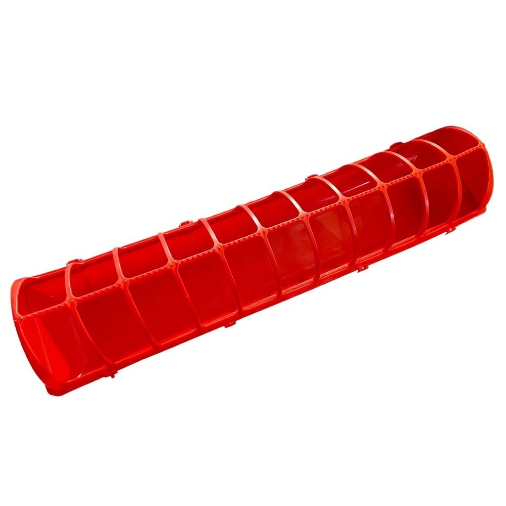 Super long red plastic chicken pigeon quail feeder Long tank bucket chicken raising equipment