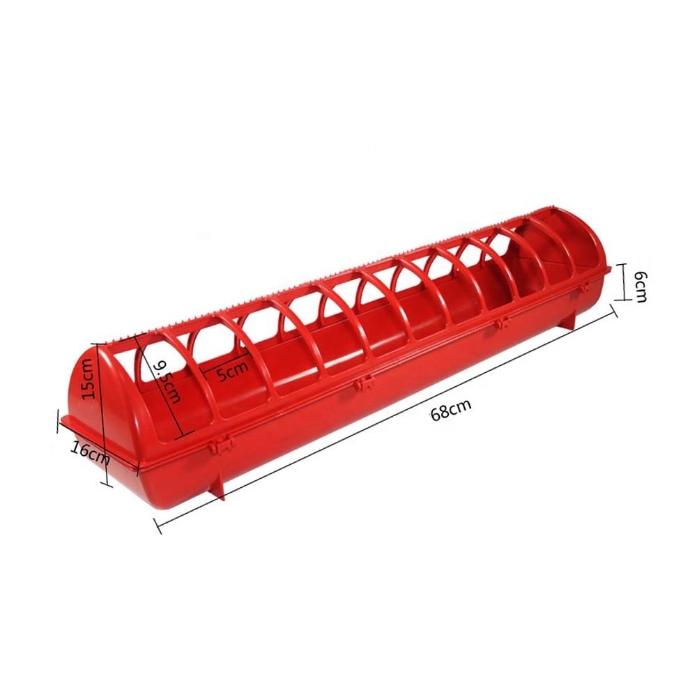 Super long red plastic chicken pigeon quail feeder Long tank bucket chicken raising equipment