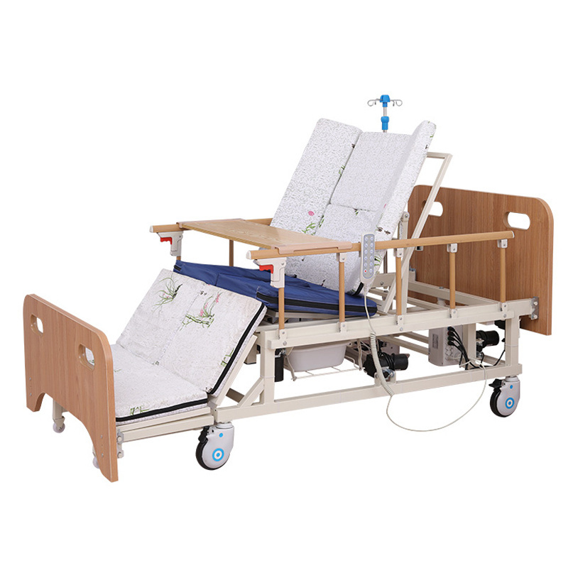 Cheap Wooden Side Rails Hospital Bed Electric 5-function Home Style Furniture Hospital Equipment