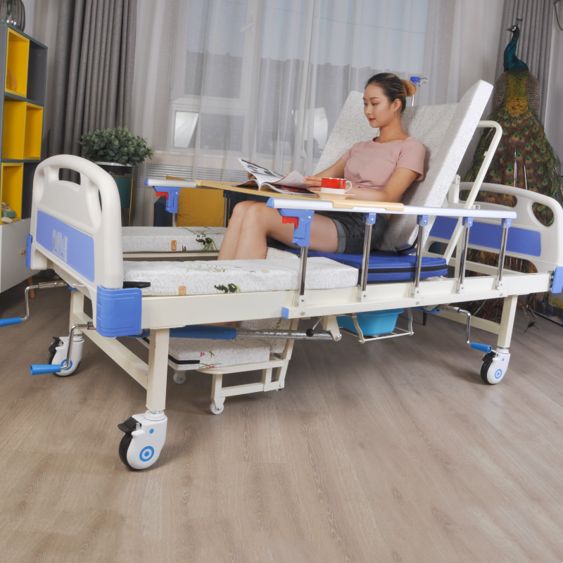 3 crank low price medical manual home care nursing hospital patient bed with toilet