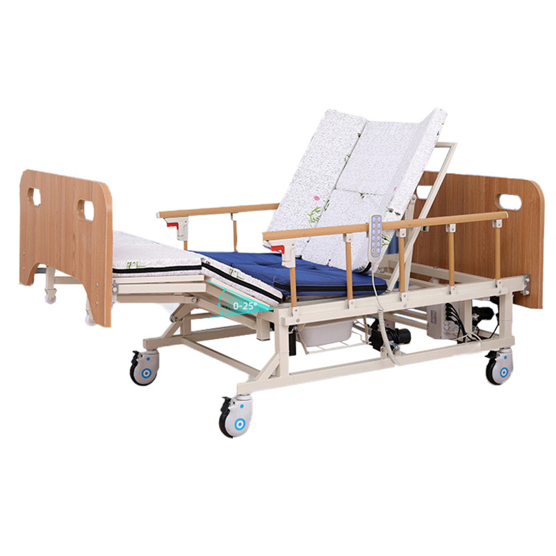 Cheap Wooden Side Rails Hospital Bed Electric 5-function Home Style Furniture Hospital Equipment