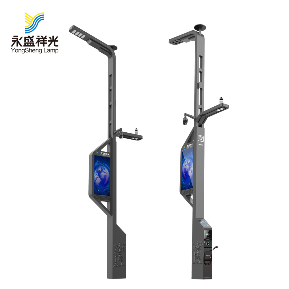 Wifi camera counting vehicle traffic advertsement led outdoor digital signage street light 5G smart pole China manufacturer