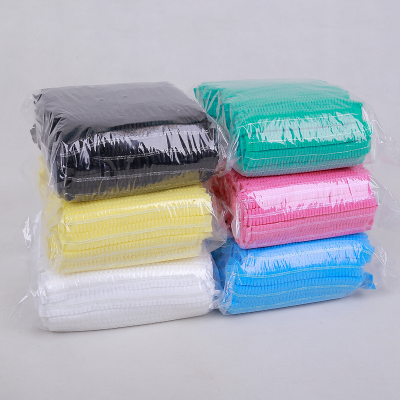 Disposable PP Non Woven Strip Clip Cap Bouffant Head Cover Hair Net Surgical Doctor Hat Round Mob Caps